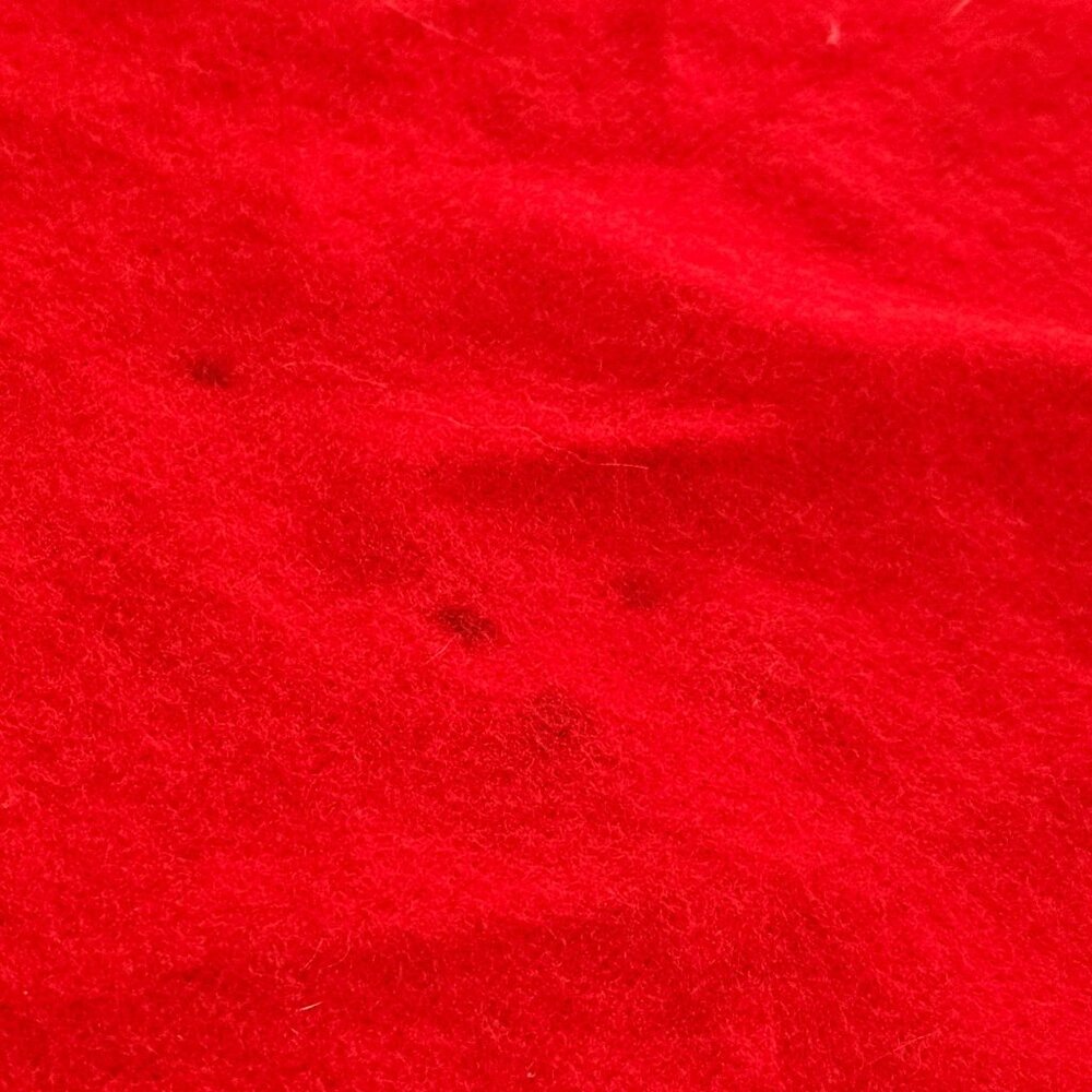 1970S Christmas Santa Claus Wool Tablecloth 37" gold glitter Trim vintage fringe - Picture 7 of 8